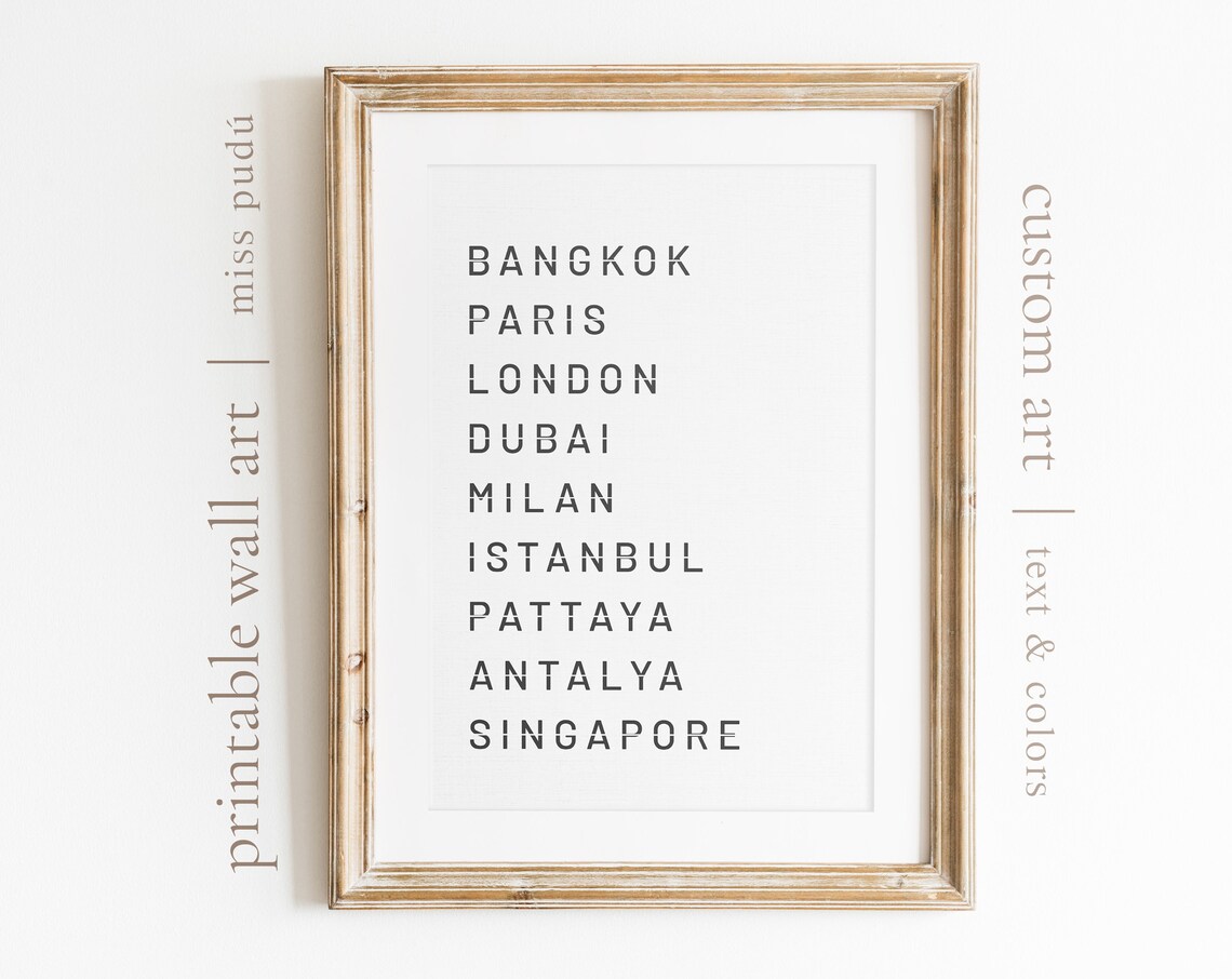 Custom Travel Art Print, Personalize City Destinations