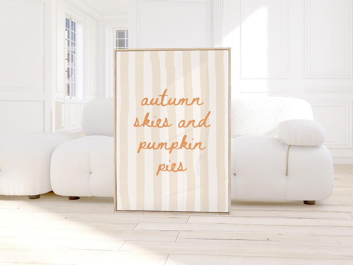 Autumn Skies And Pumpkin Pies Cute Fall Quote Minimalist Poster