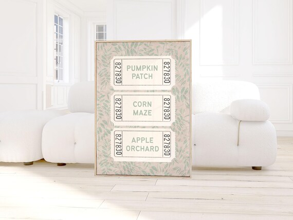 Fall Harvest Ticket Stubs Pumpkin Patch Corn Maze Orchard Poster