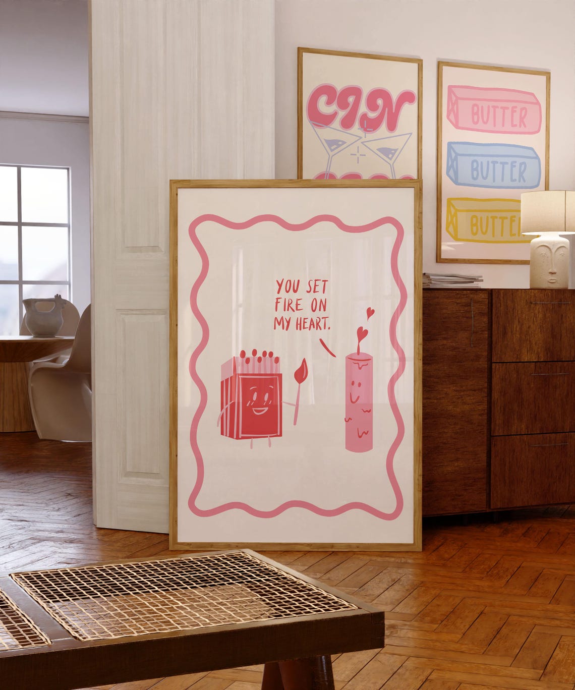 You Set Fire On My Heart Matchbox Candle Retro Valentine Print