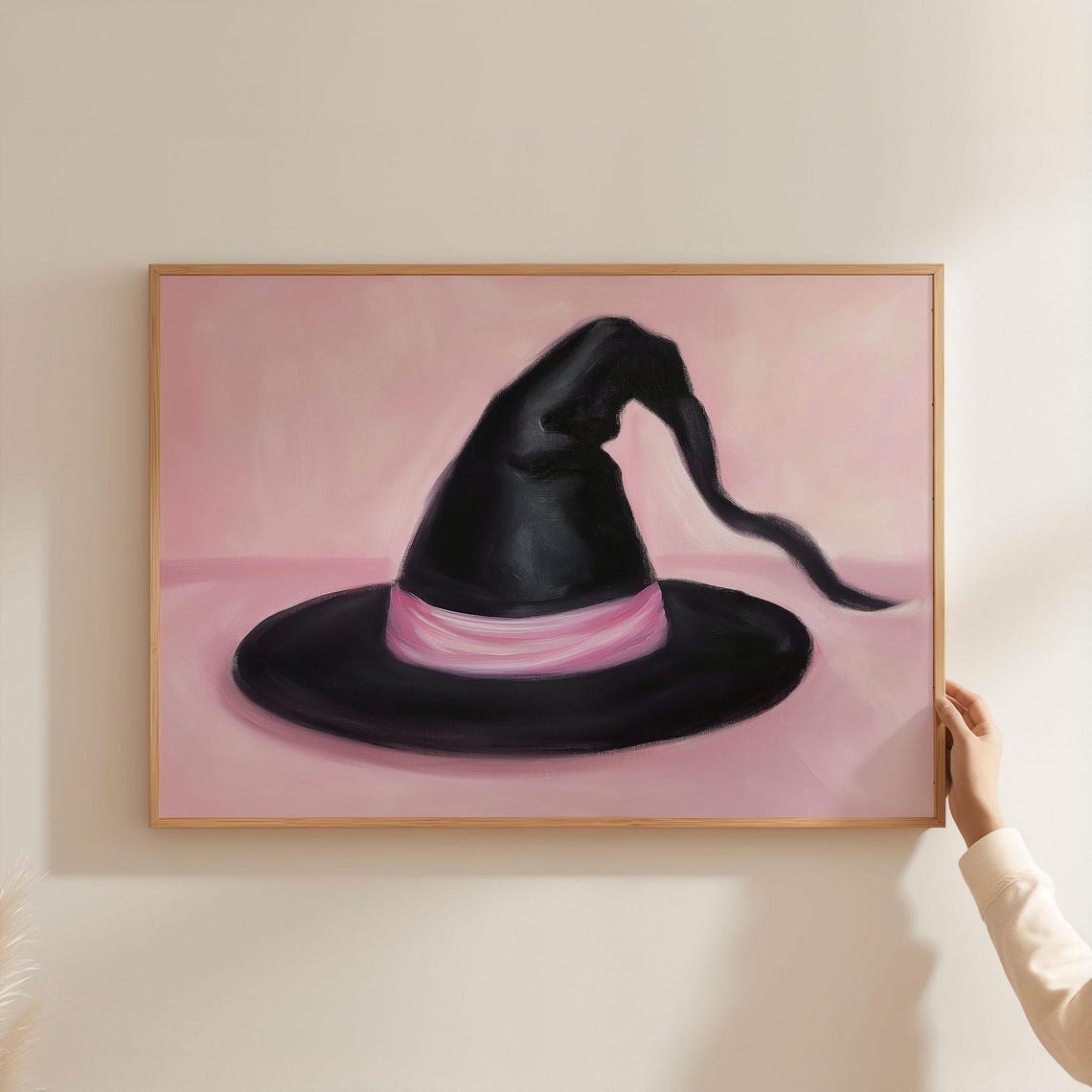 Black Pink Witch Hat Cute Halloween Modern Spooky Decor Poster