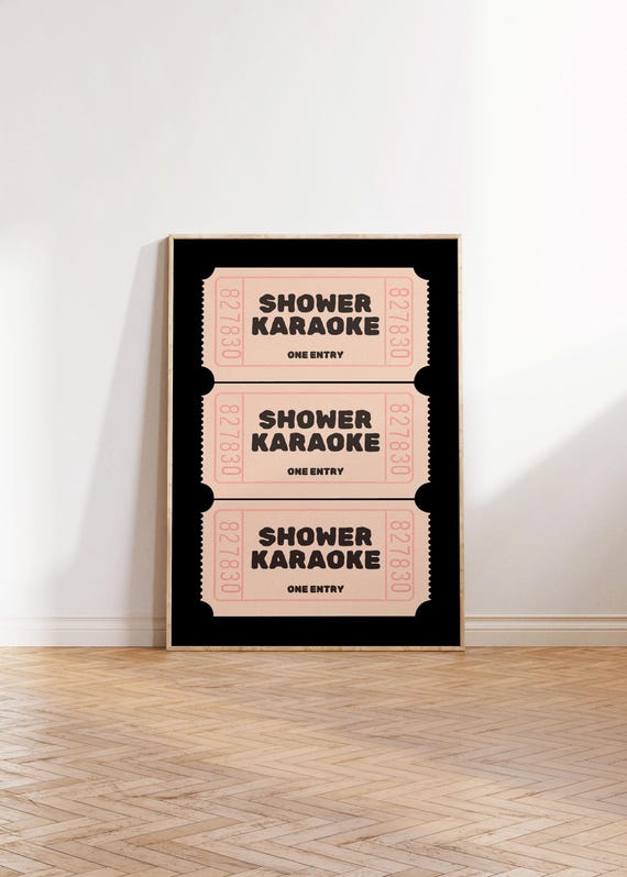 Physical Poster Shower Karaoke Ticket Wall Art Funny Black Beige Bathroom Unique Singing Dcor For Home Gifts