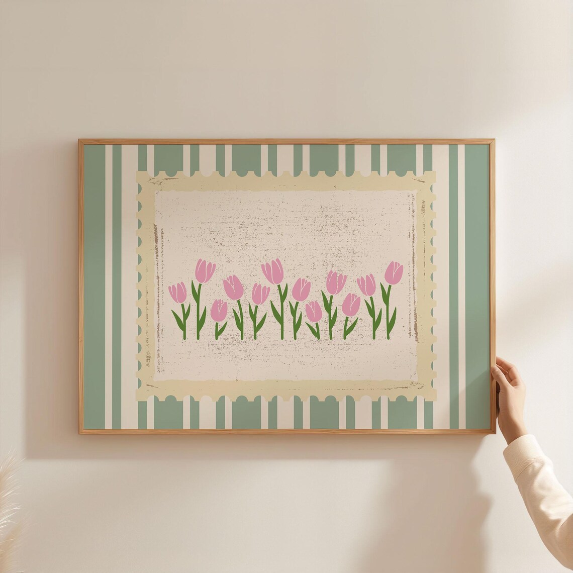 Vintage Tulips Floral Art Print, Horizontal Landscape