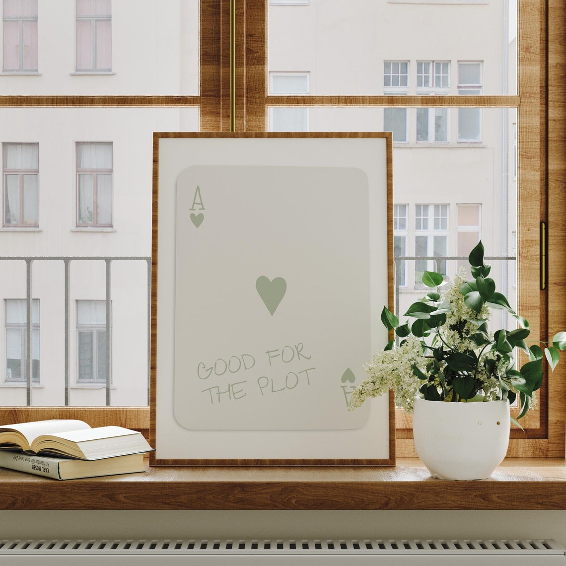 Ace Of Hearts Playing Card Good For The Plot Sage Green Poster
