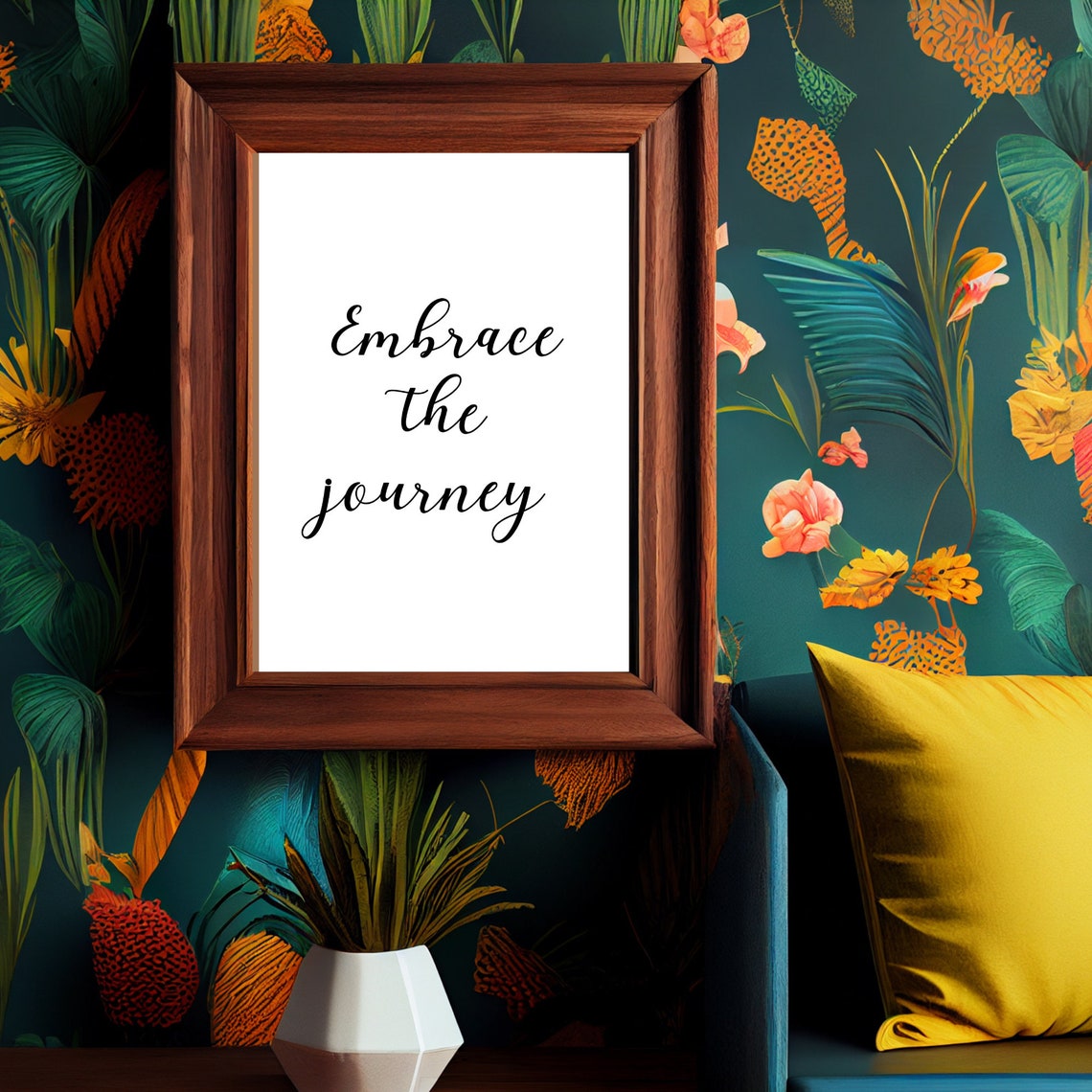 Embrace The Journey Calligraphy Script Inspirational Quote Wall Poster - Image 2