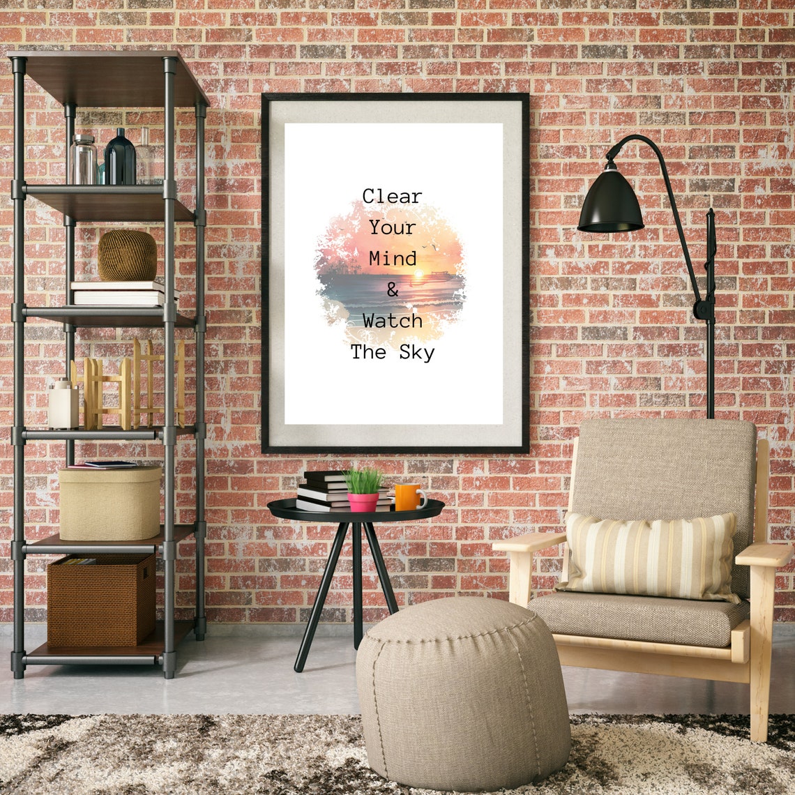 Clear Your Mind Watch The Sky Wall Art Quote Wall Art Inspirational Quotes - Image 4