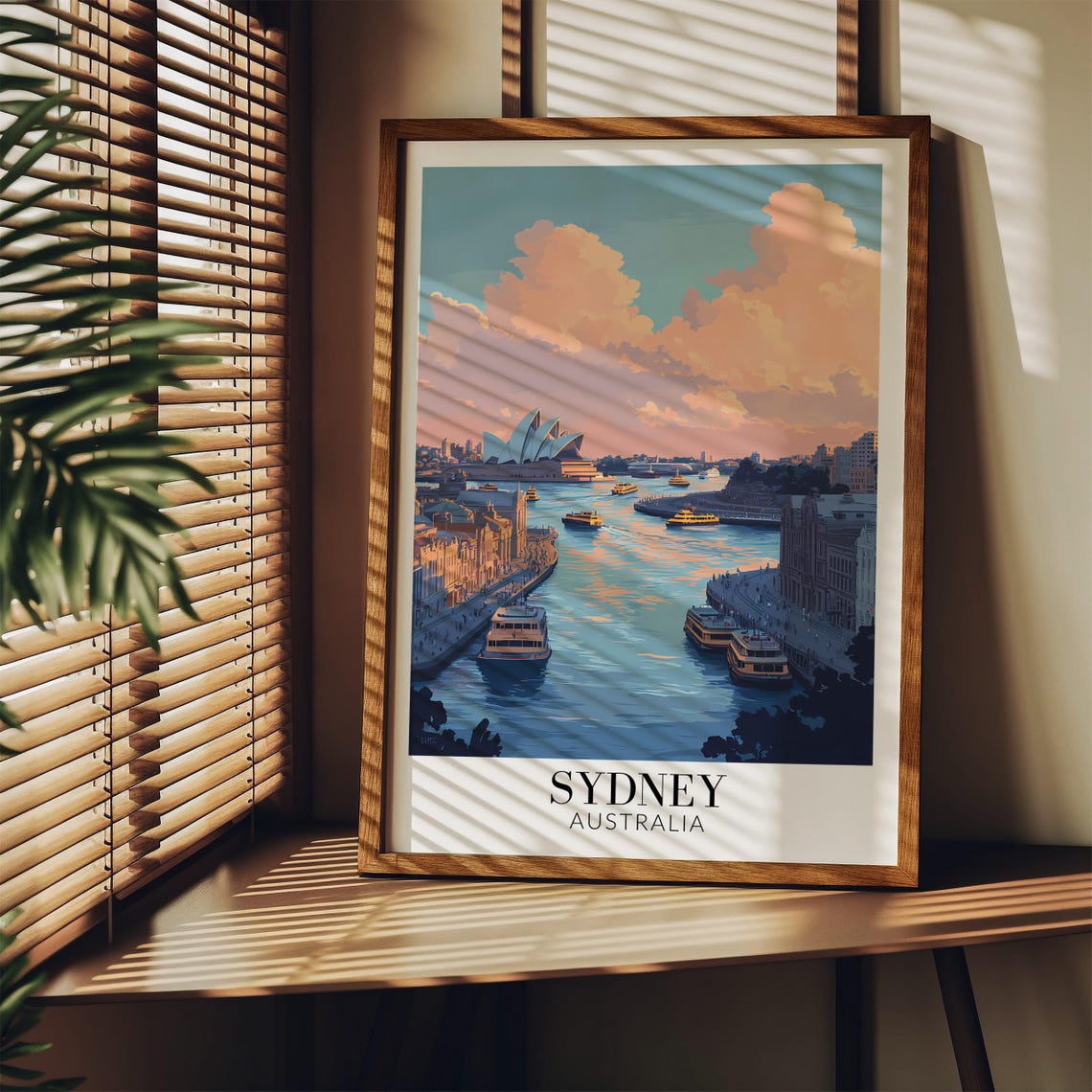 Sydney Harbour Pastel Sunset Watercolor Opera House View Poster - Image 4