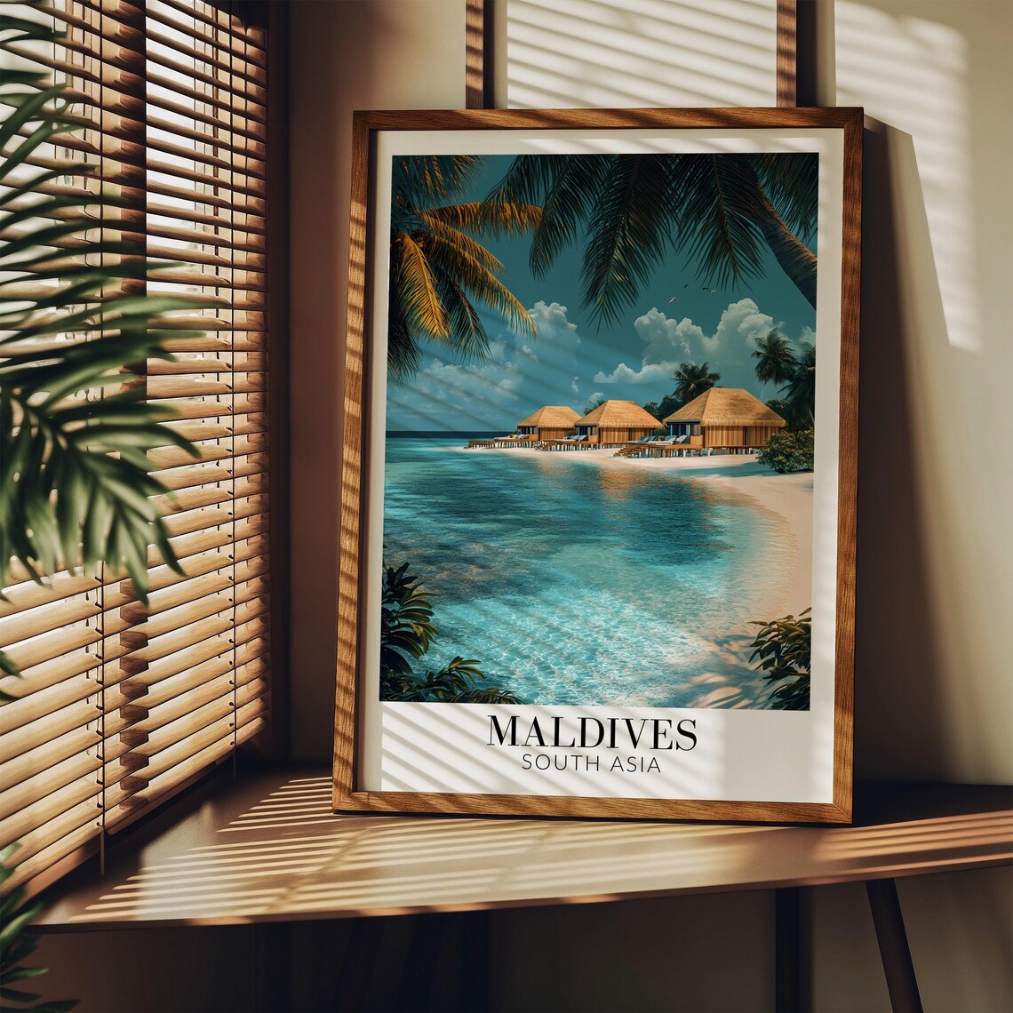 Maldives Overwater Bungalows Sparkling Turquoise Lagoon Poster - Image 3