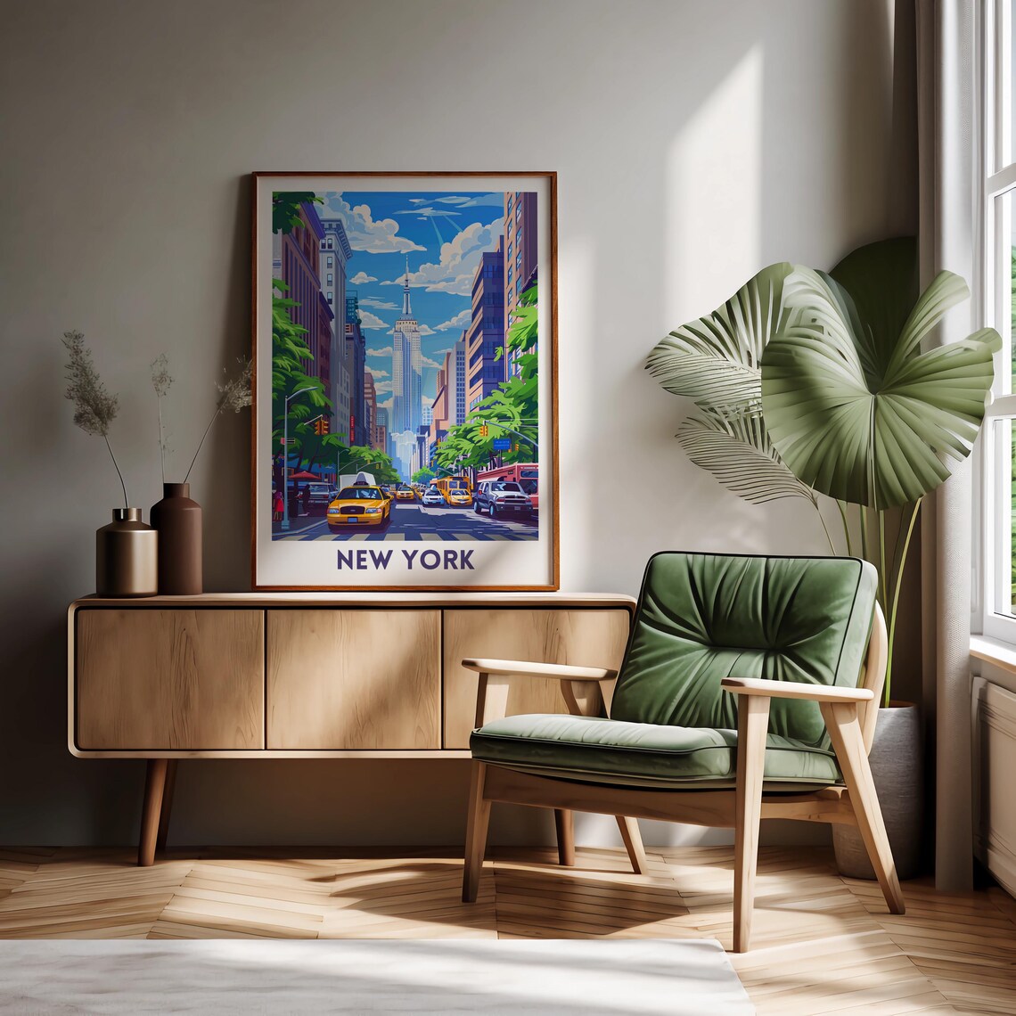 New York Empire State Building Midtown Street Taxi Travel Poster - Image 4