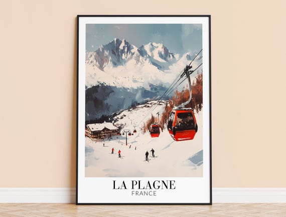 La Plagne Print France Travel Wall Art Ski Resort Poster Framed Or Unframed Home Decor Wedding And Housewarming Gift Personalised