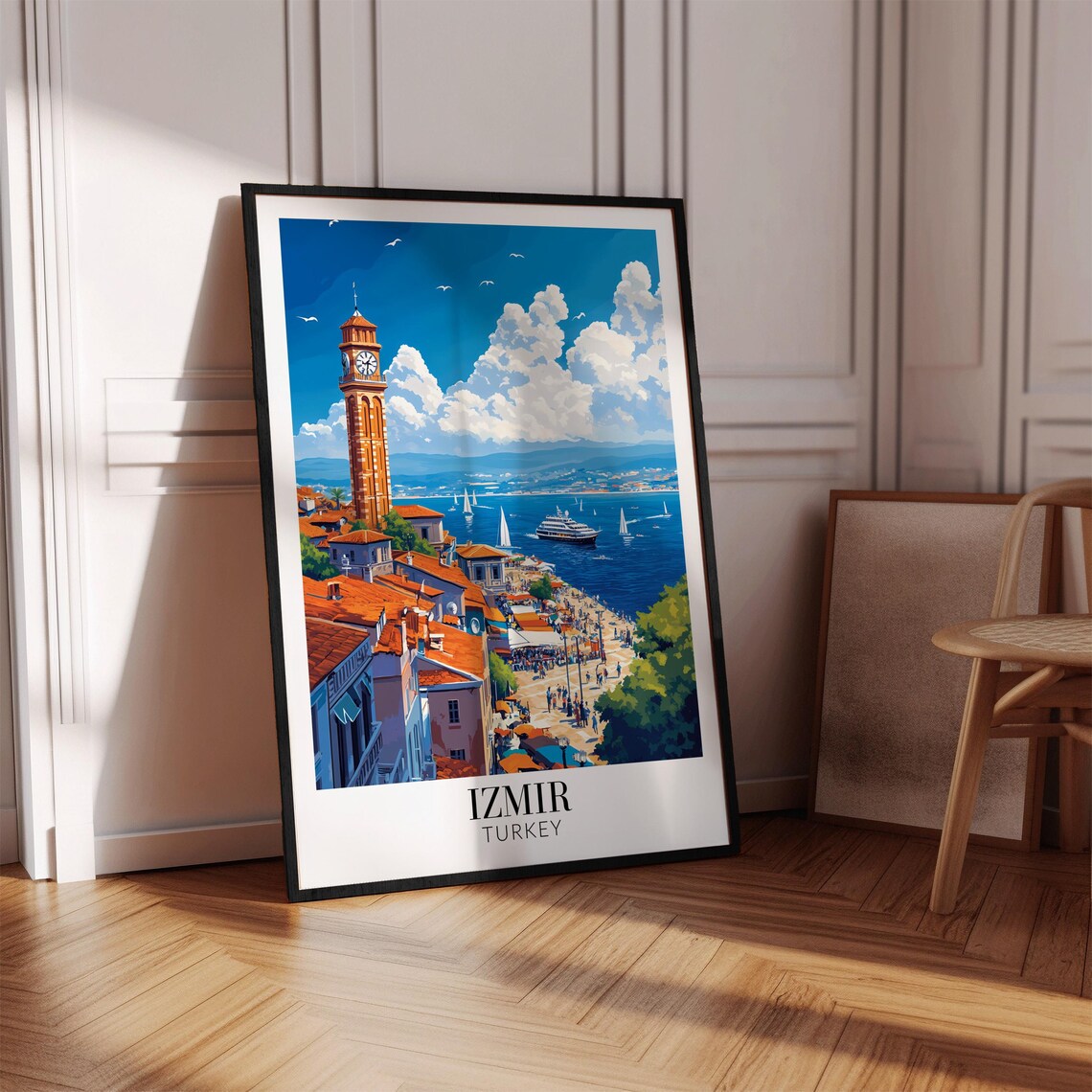 Izmir Turkey Historic Clock Tower Vibrant Harbor Travel Poster - Image 4