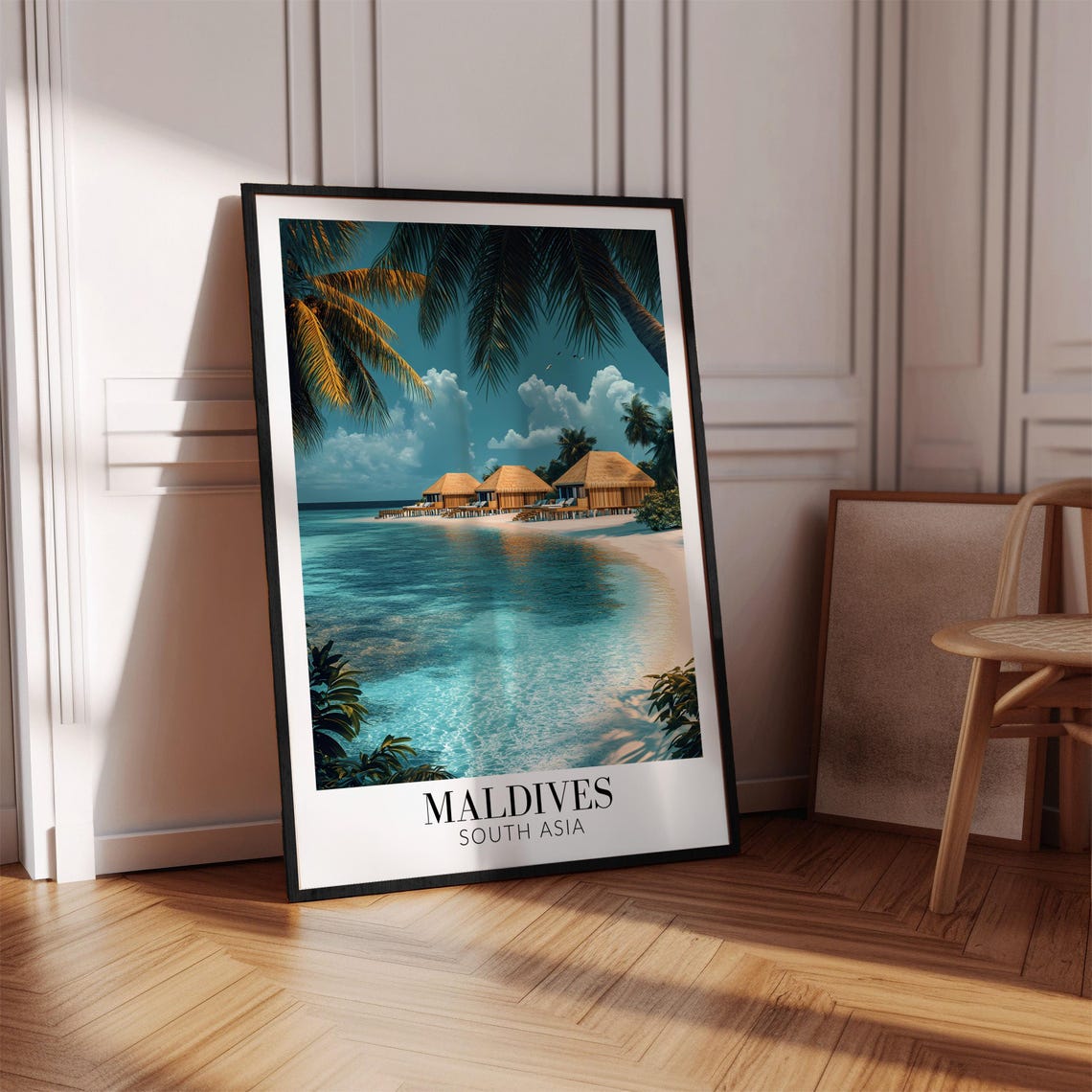 Maldives Overwater Bungalows Sparkling Turquoise Lagoon Poster - Image 4