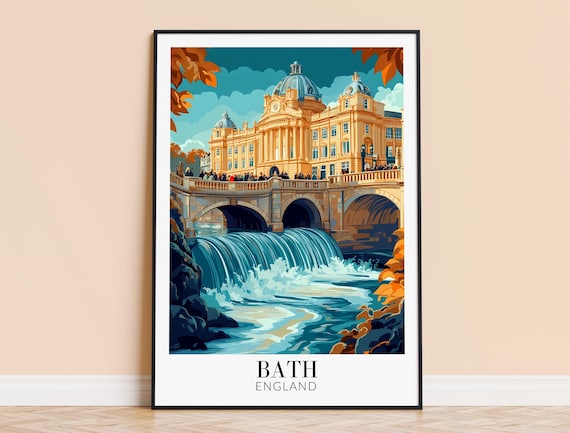 Bath Print England Travel Wall Art City Poster Framed Or Unframed Home Decor Wedding And Housewarming Gift Personalised