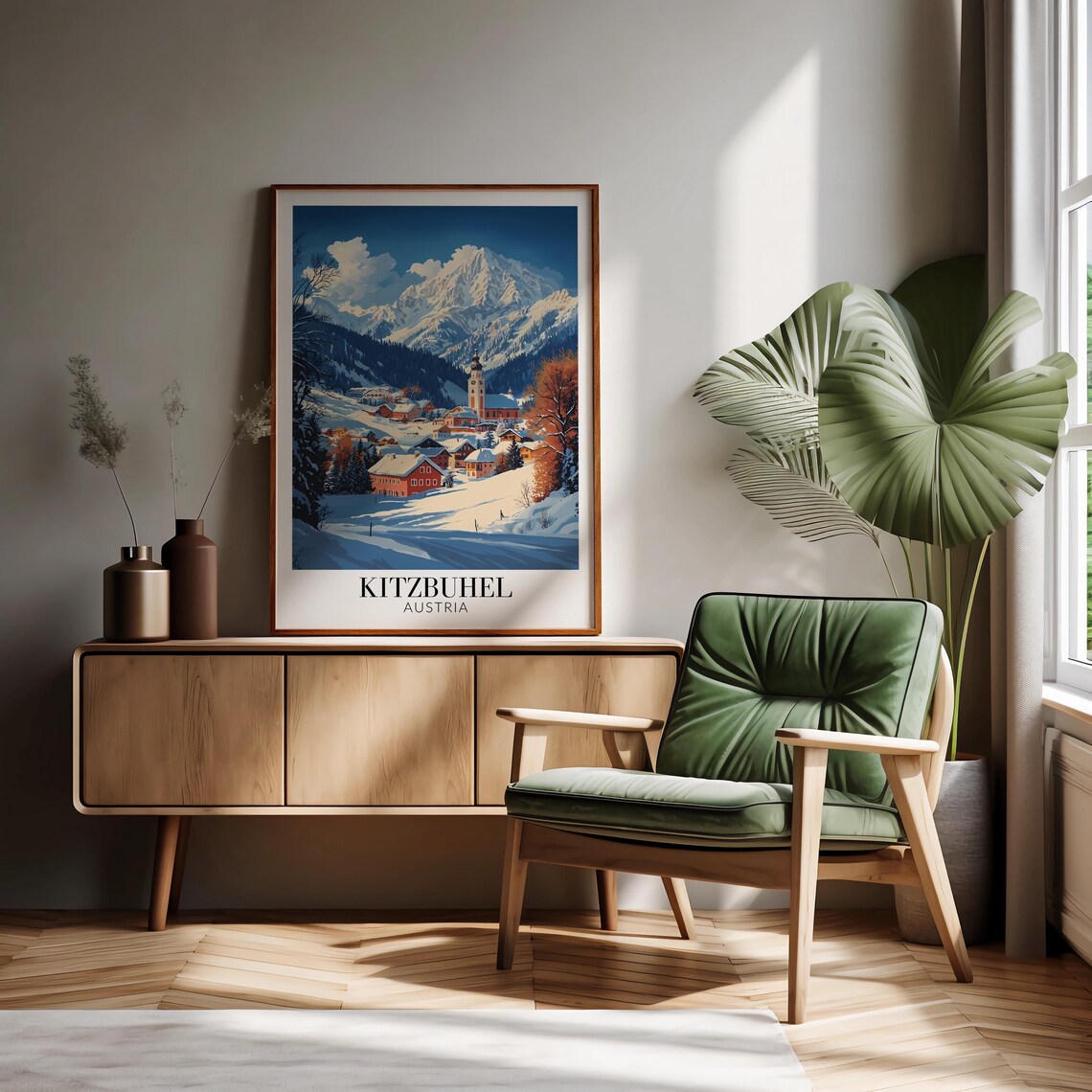 Kitzbuehel Austria Snowy Village Church Tower Winter Travel Poster - Image 2