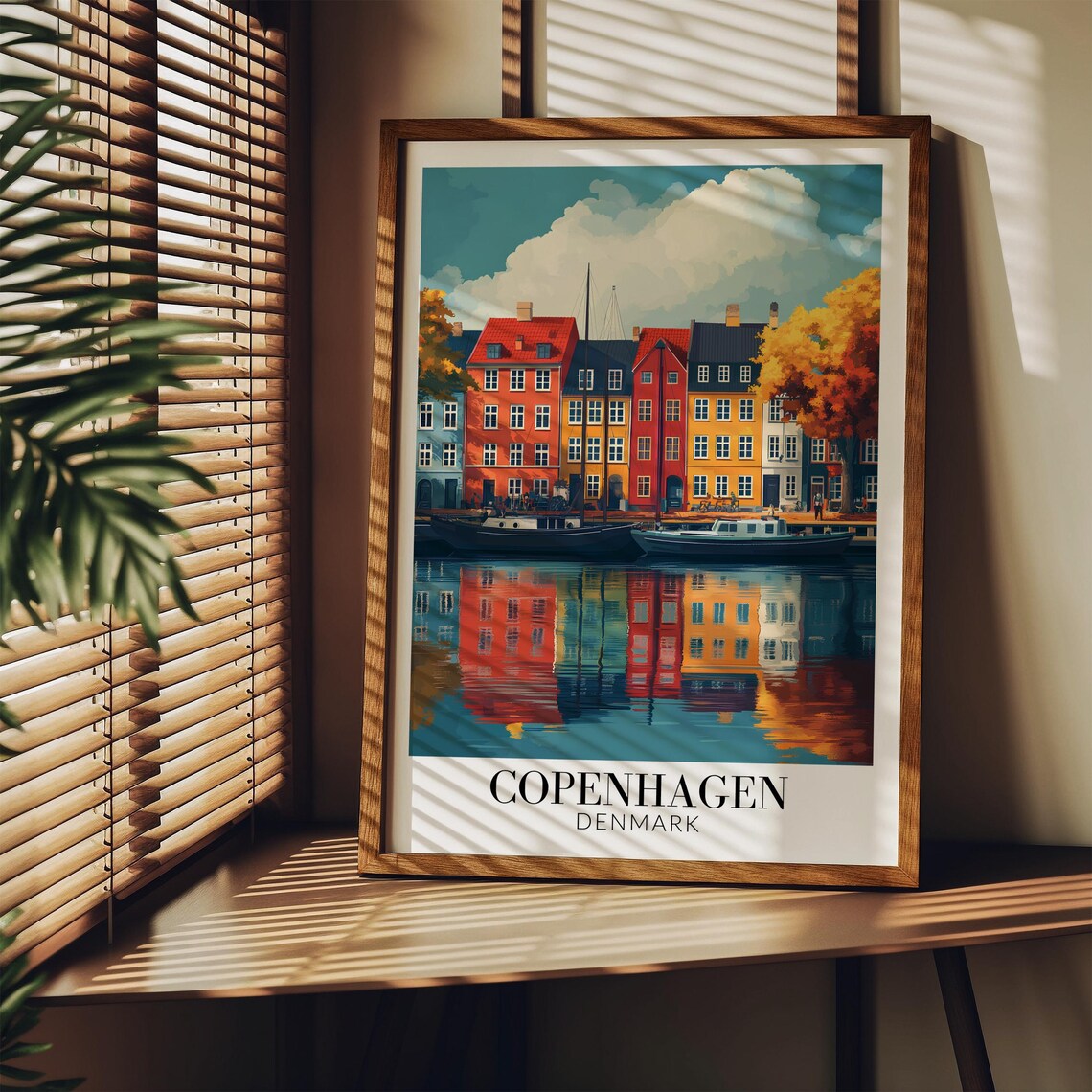 Copenhagen Nyhavn Autumn Harbor Colorful Canal Reflection Poster - Image 3