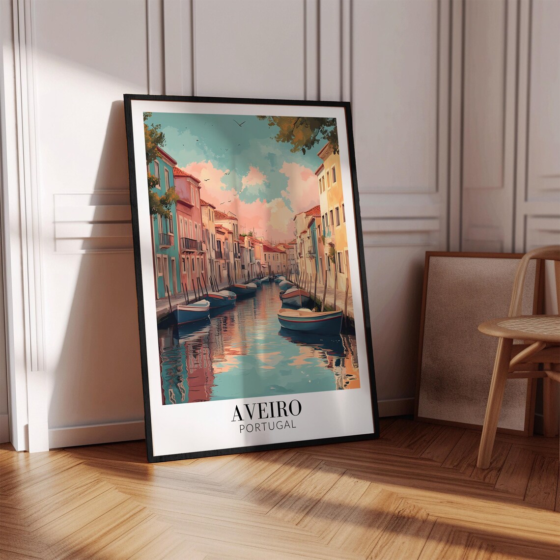 Aveiro Portugal Colorful Pastel Canal Houses Boats Water Art Print - Image 4