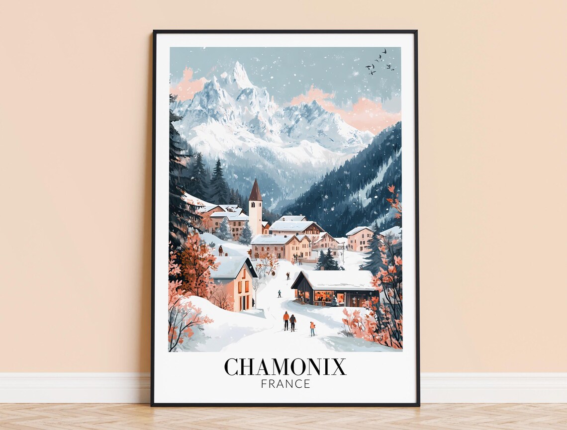 Chamonix France Travel Poster, Europe Wall Decor