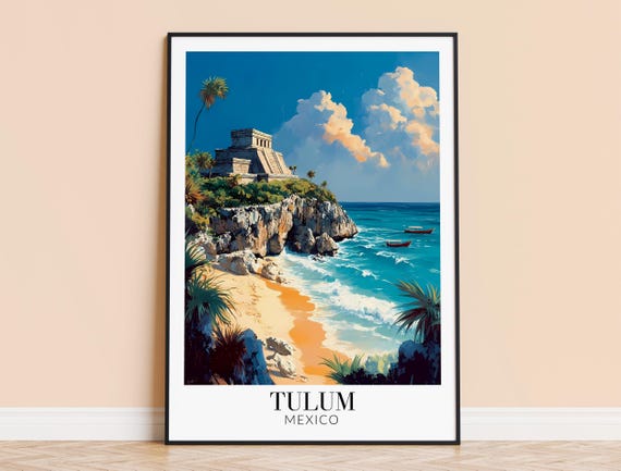 Tulum Print Mexico Wall Art Poster Travel Home Decor Wedding Housewarming Gift Framed Or Unframed Personalised