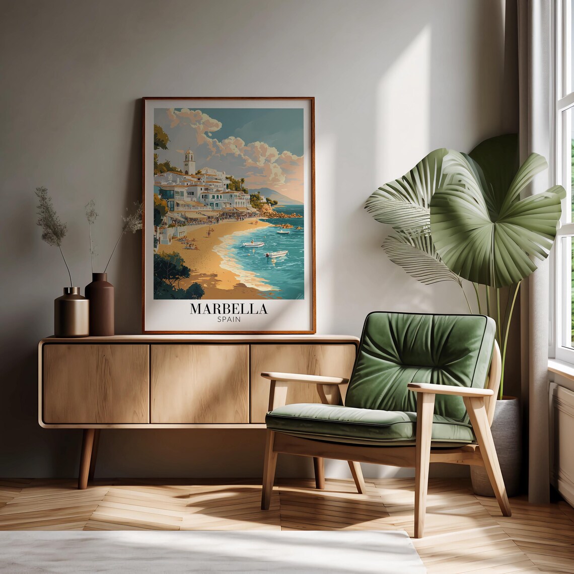 Marbella Spain Old Town Beach Warm Golden Shore Travel Poster - Image 2
