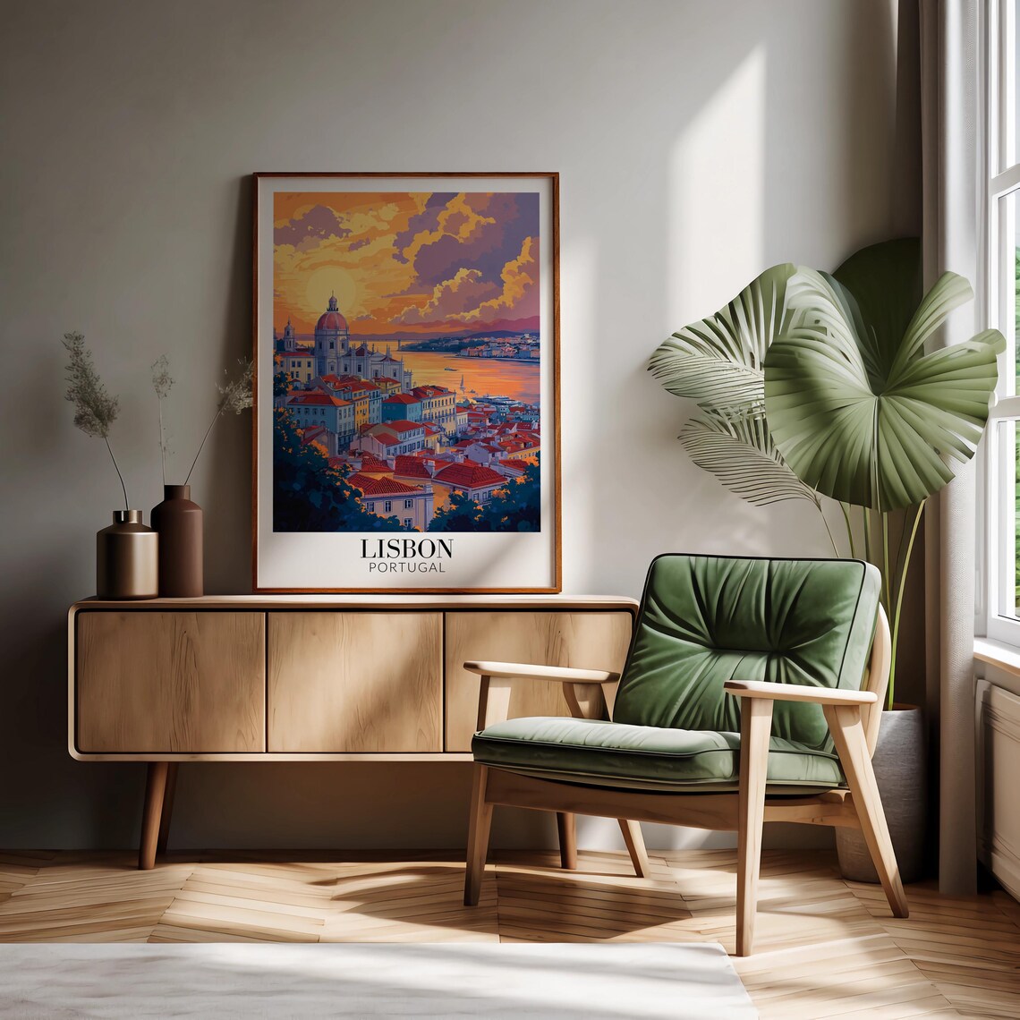 Lisbon National Pantheon Tagus River Golden Sunset Travel Poster - Image 2