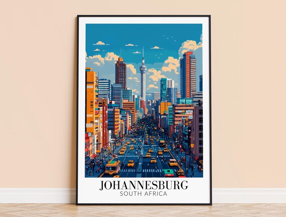 Johannesburg Print South Africa Travel Wall Art City Poster Framed Or Unframed Home Decor Wedding And Housewarming Gift Personalised
