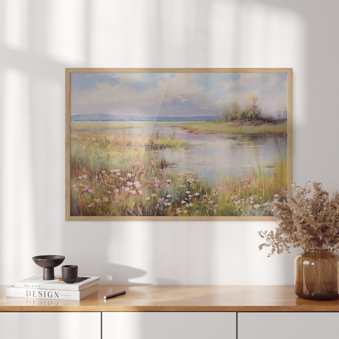Whispers Of Spring Enchanting Wildflower Field In Oil Poster Wall Art Oil Painting Landscape Painting Spring Wall Art - Image 3