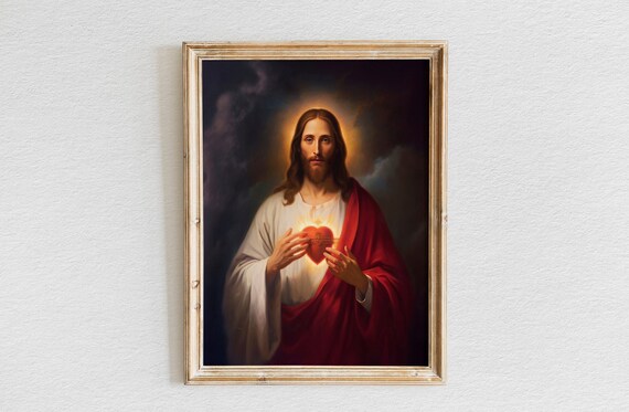 The Most Sacred Heart Of Jesus Oil Painting Jesus Wall Art Christian Wall Art Jesus Painting Wall Art Bible Verse
