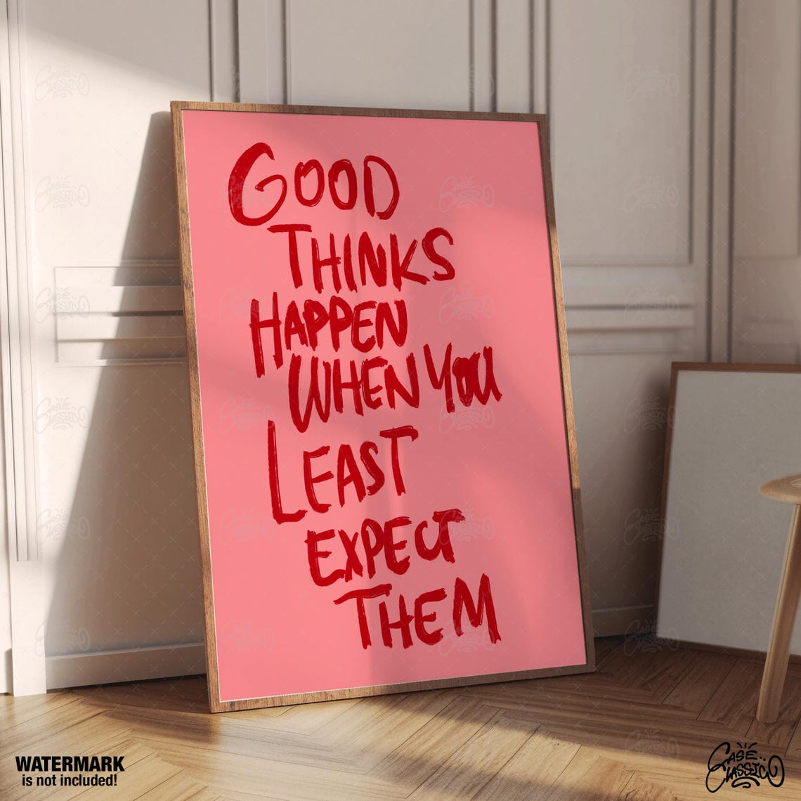 Good Things Happen When You Least Expect Them Pink Quote Poster - Image 3