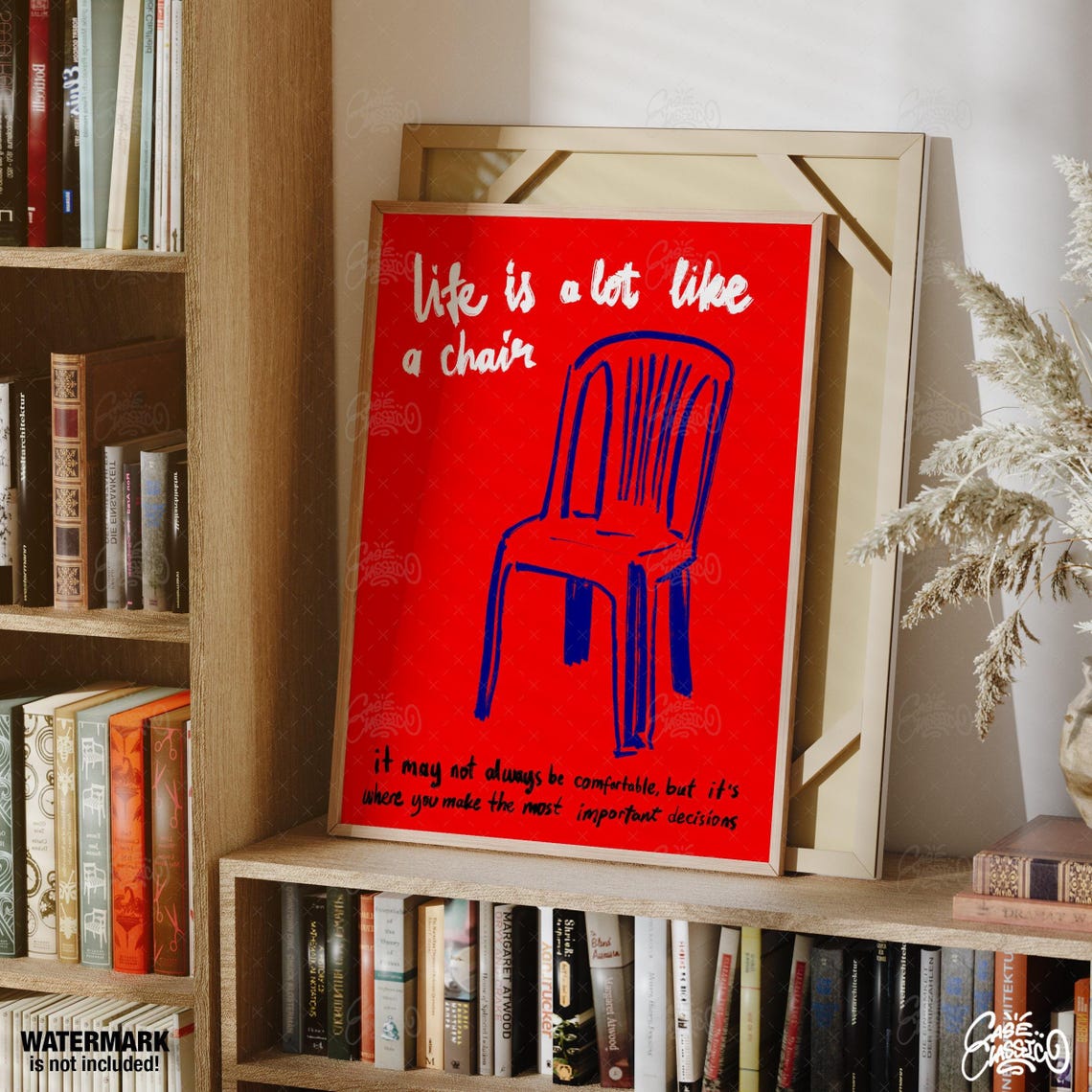 Life Is A Lot Like A Chair Red Inspirational Quote Poster Design - Image 2