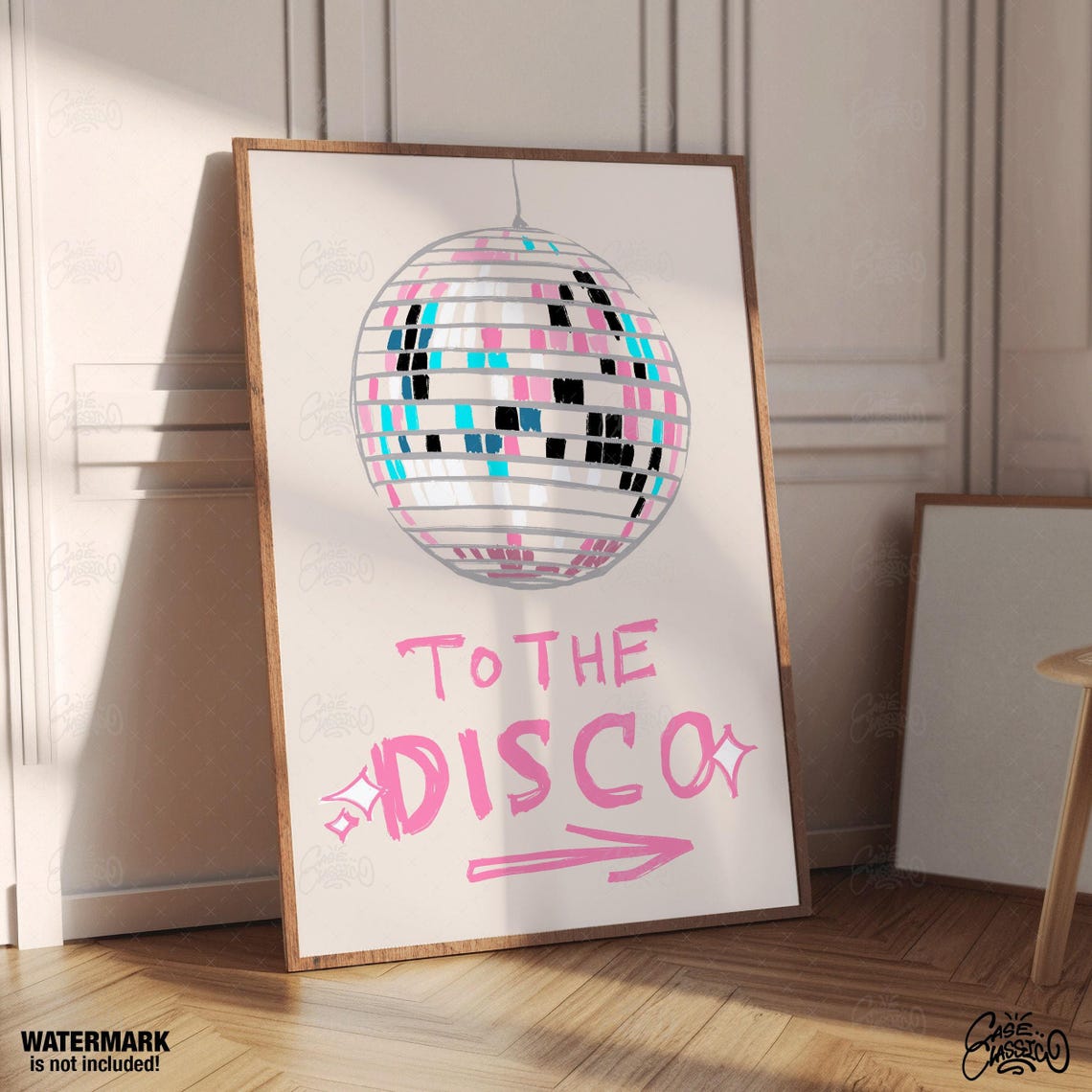 To The Disco Pastel Disco Ball Mirror Tile Party Wall Poster - Image 3