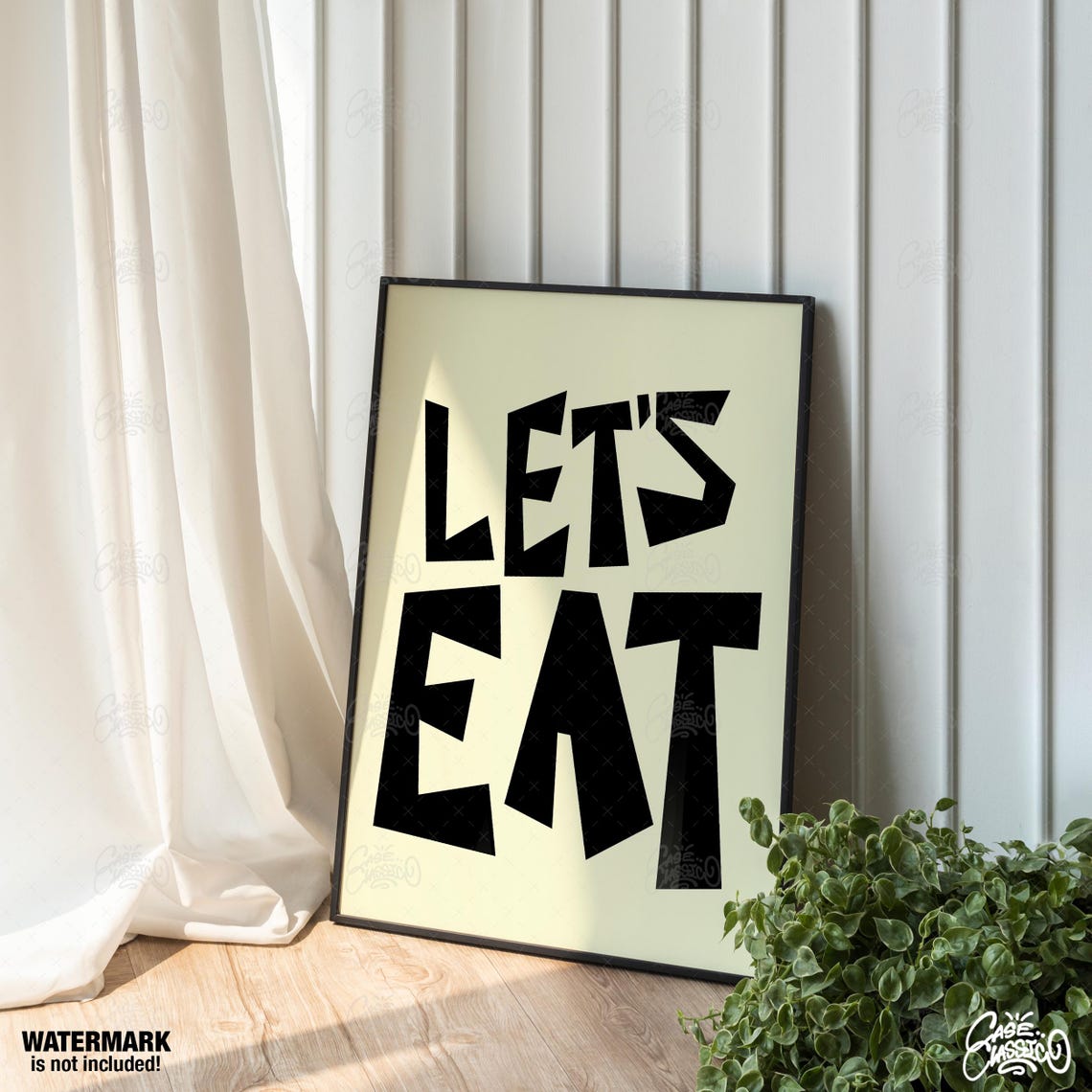 Lets Eat Bold Black Block Typography Poster on Cream Background - Image 4