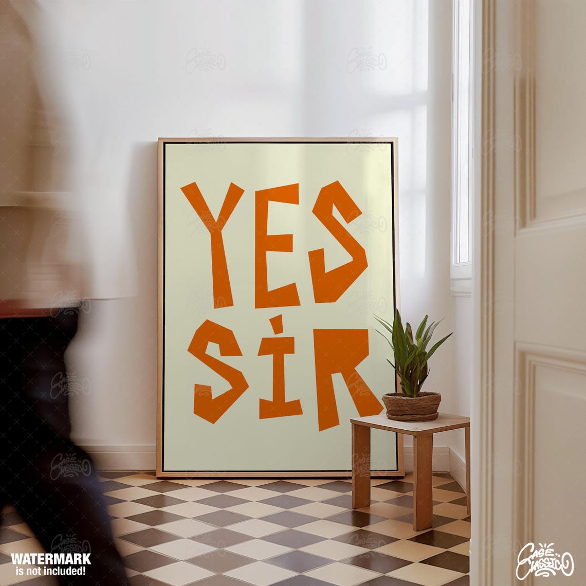 Yes Sir Bold Orange Retro Typography Funny Statement Wall Poster - Image 3
