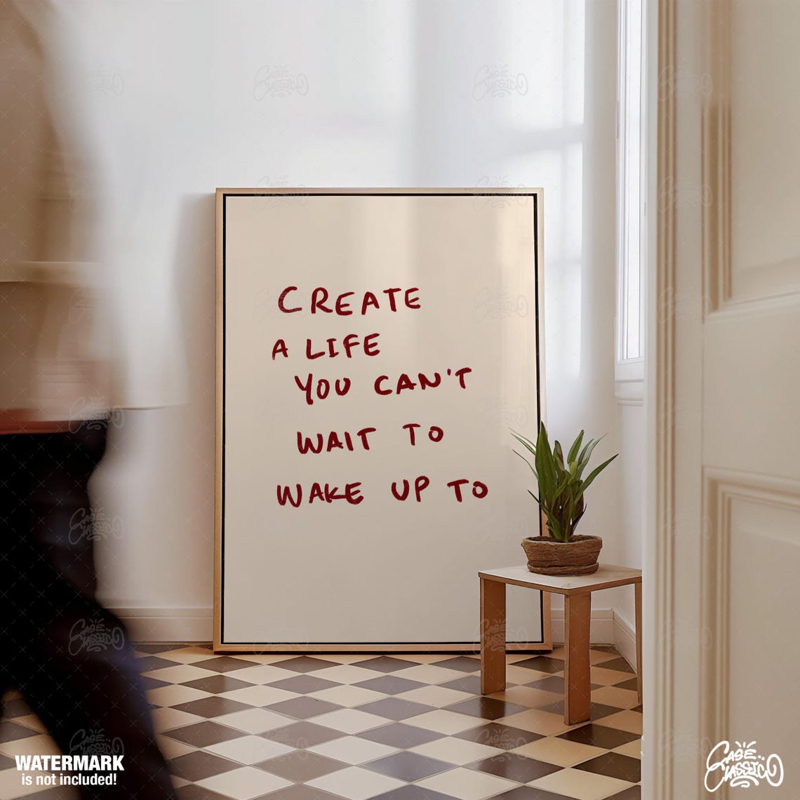 Create A Life You Can't Wait To Wake Up To Red Script Poster - Image 3