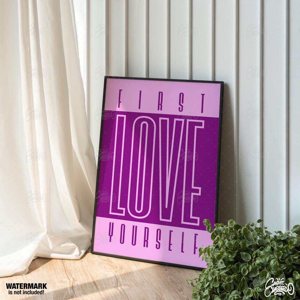 First Love Yourself Purple Block Letter Self Care Quote Poster - Image 4