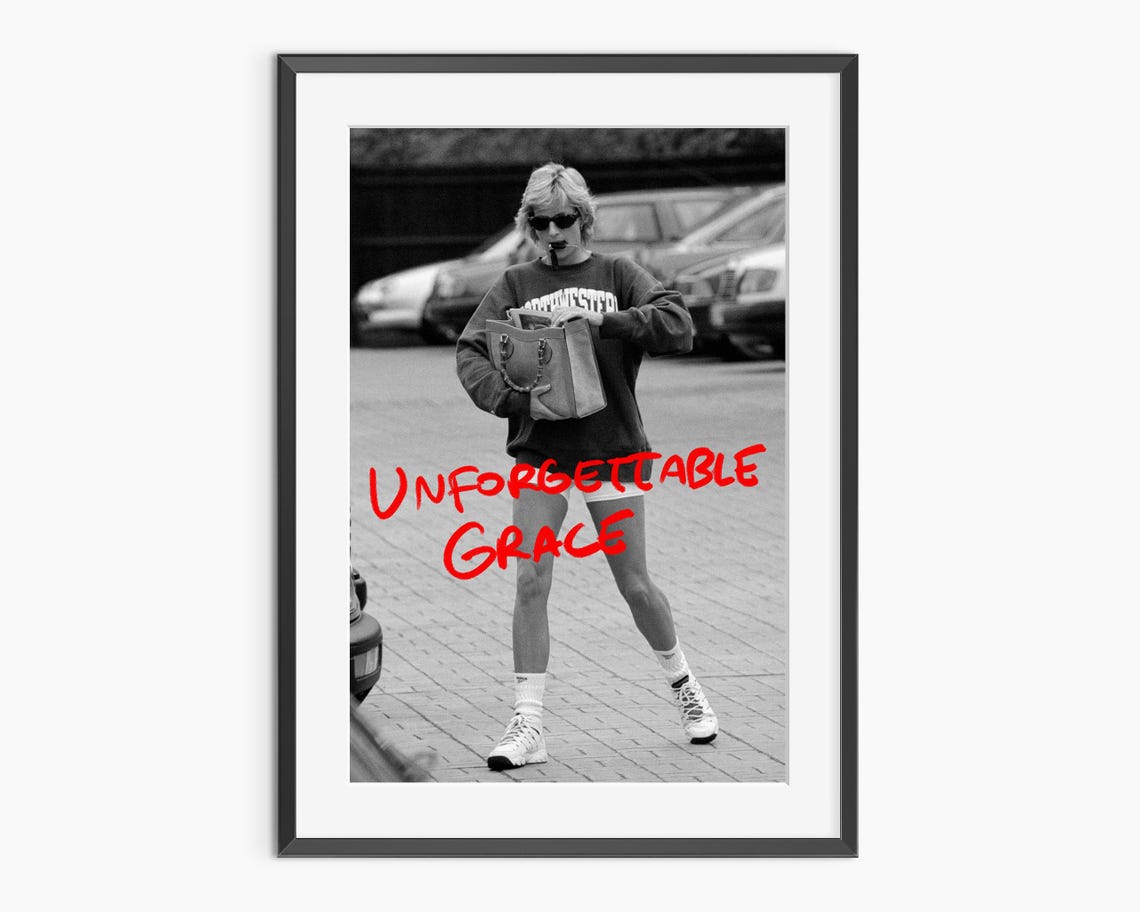 Unforgettable Grace Princess Diana Black And White Photo Poster