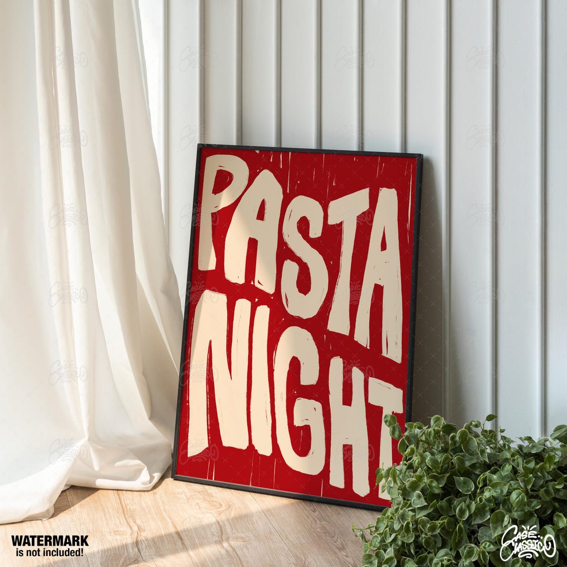 Pasta Night Bold Retro Italian Kitchen Typography Poster For Walls - Image 4