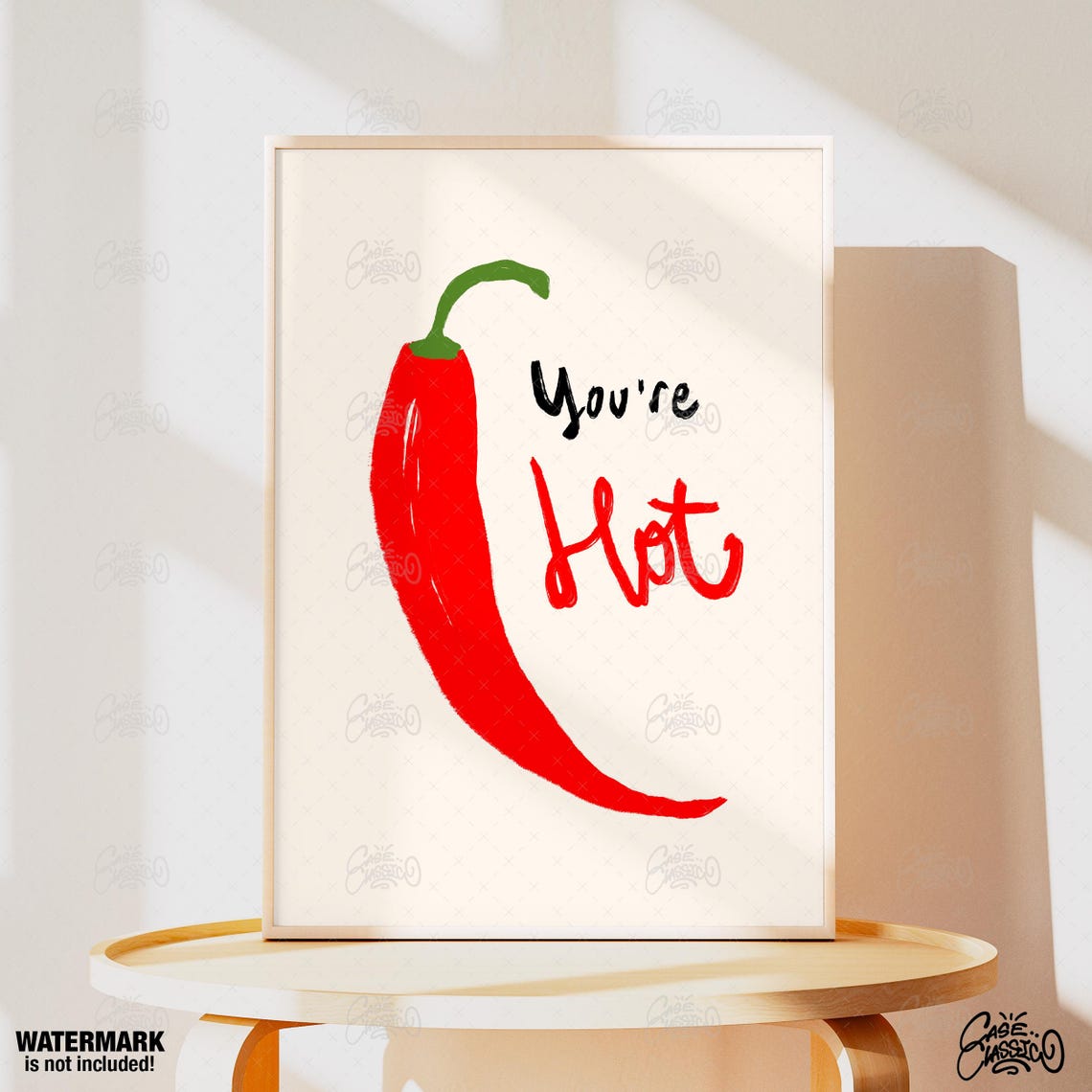 You Are Hot Red Chili Pepper Poster in Playful Brush Lettering - Image 3