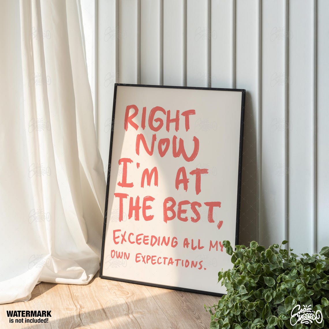 At Your Best Bold Red Block Lettering Affirmation Quote Poster - Image 2
