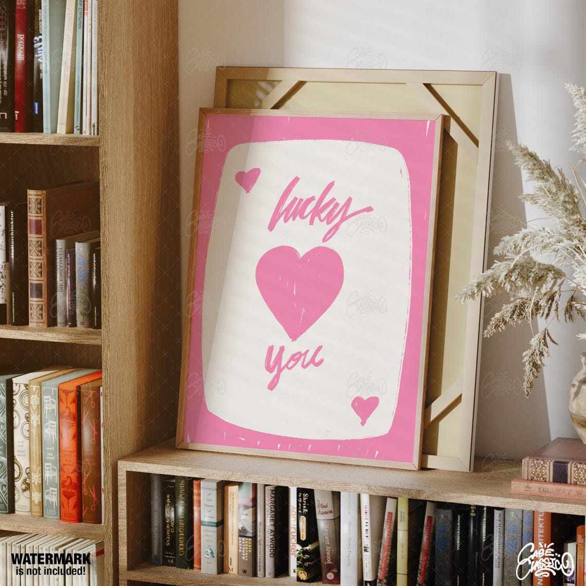 Lucky You Script Pink Hearts Romantic Minimal Love Note Poster - Image 4
