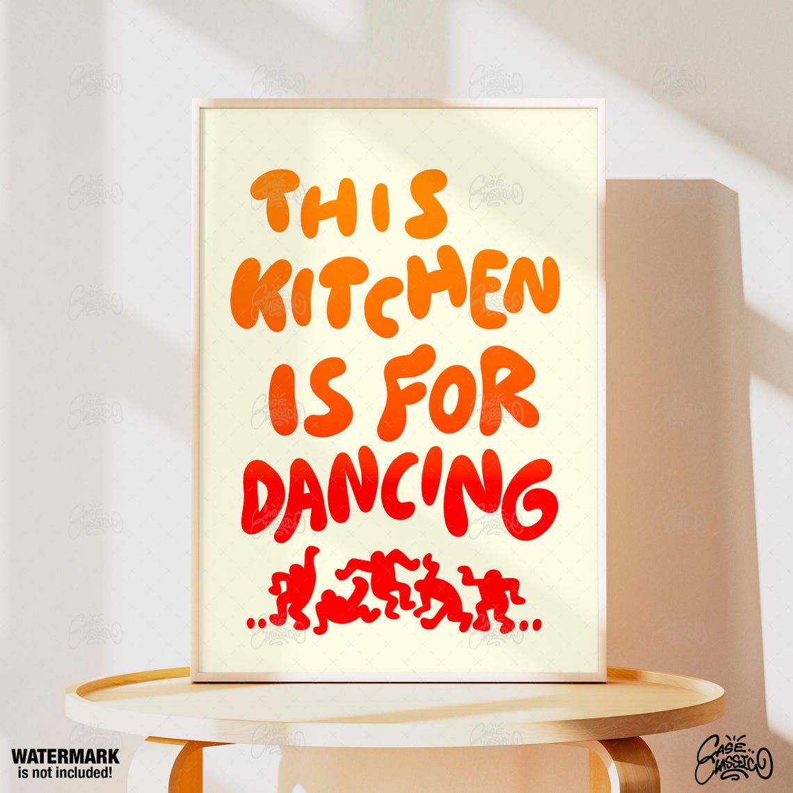 This Kitchen Is For Dancing Orange Retro Lettering Kitchen Poster - Image 3