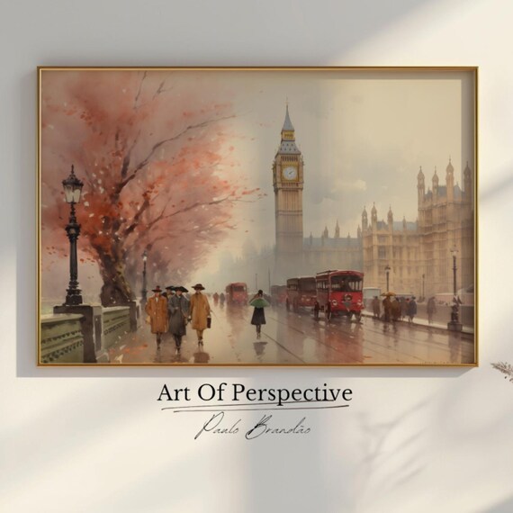 Vintage Big Ben London Print Urban Cityscape Wall Art