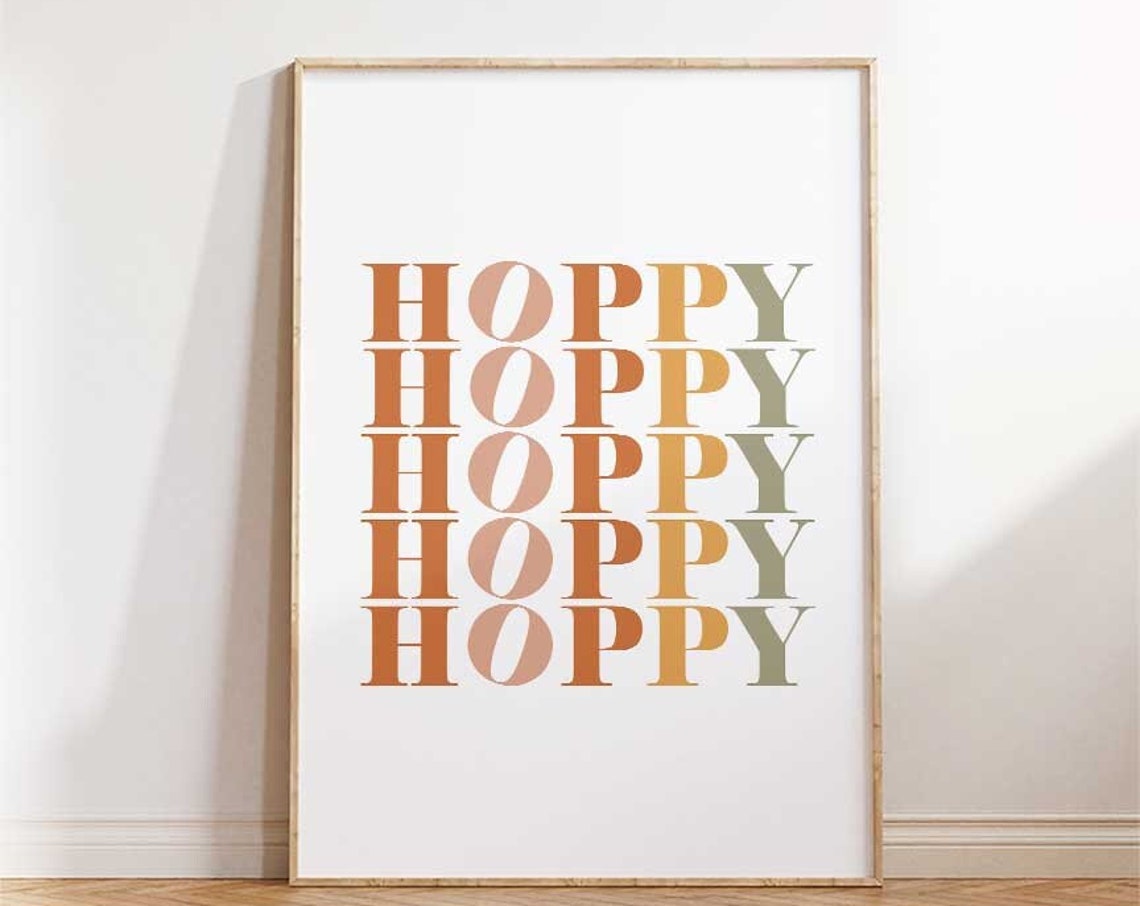 Hoppy Easter Boho Typography Repeated Serif Letters Wall Art