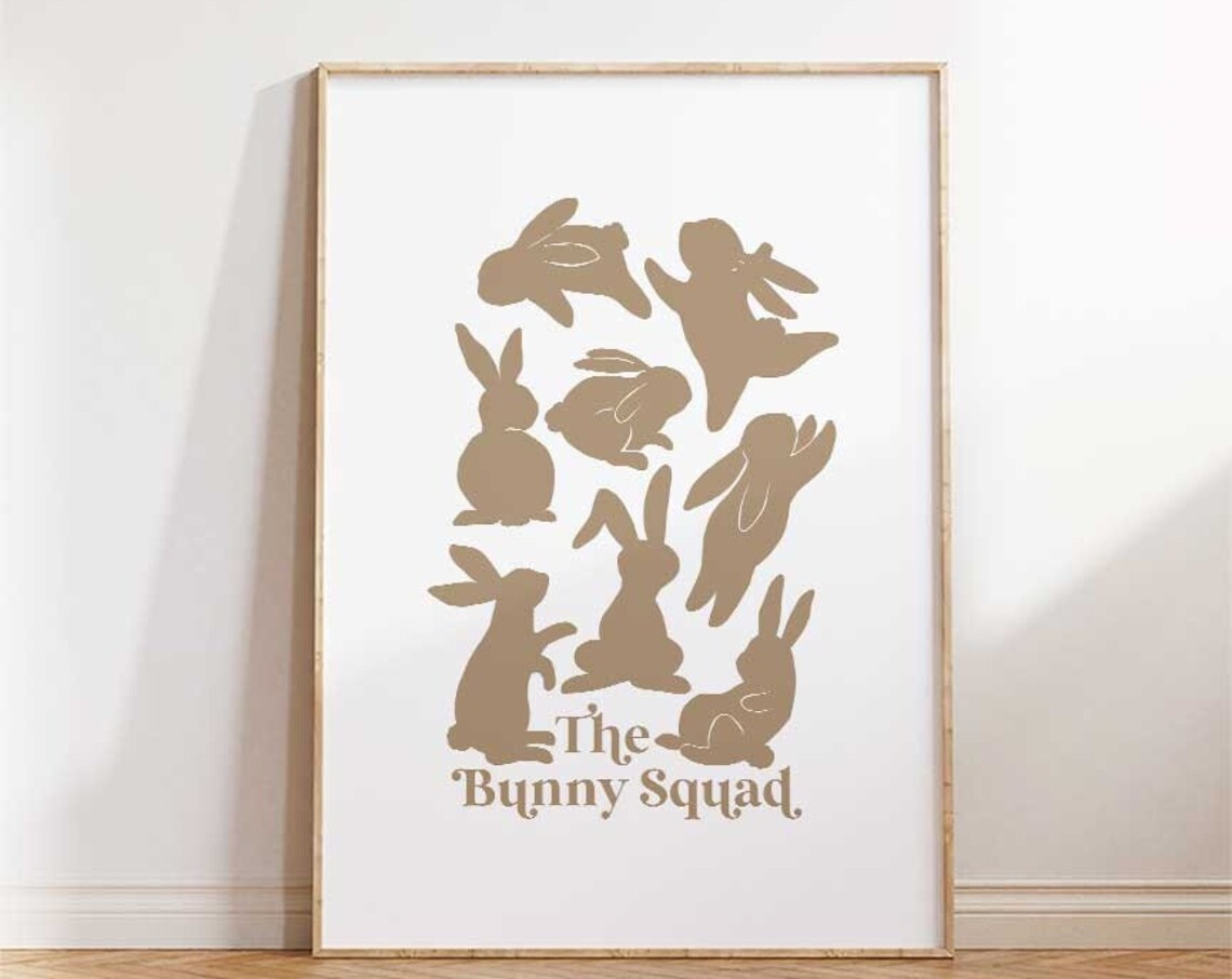 Bunny Wall Art The Squad Easter Print Neutral Decor Nursery