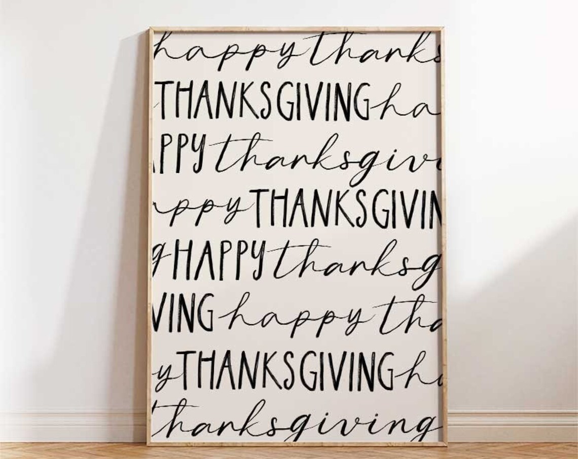 Happy Thanksgiving Celebration Art Print, Rustic Fall Decor