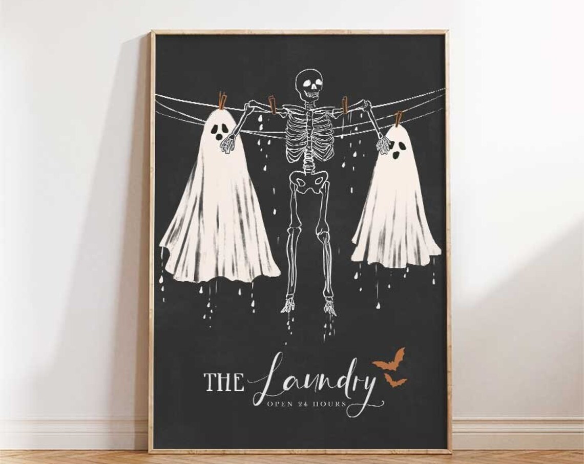 Laundry Sign Halloween Gothic Farmhouse Art Print