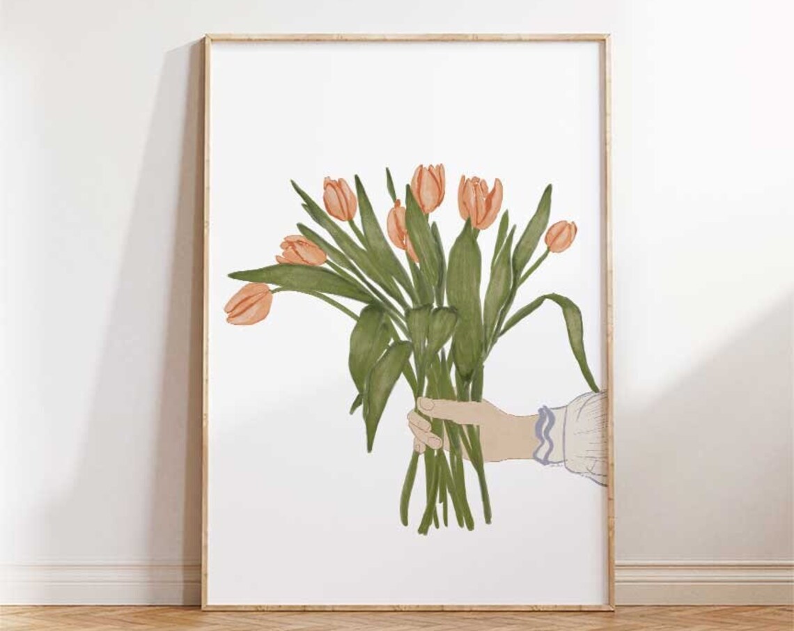 Tulip Bouquet Art Print, Spring Floral Easter Decor