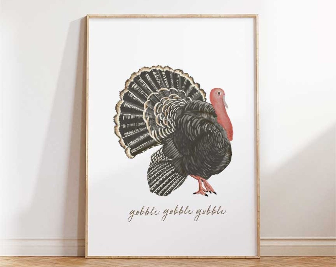 Thanksgiving Turkey Art Print, Fall Holiday Decor