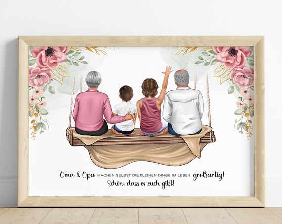 Oma Opa Family Swing Grandparents Appreciation Portrait Poster