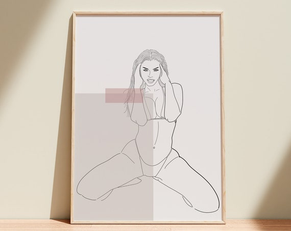 Naked Woman Body Line Drawing Woman Body Art Woman Line Drawing Abstract Line Drawing Print Female Figure Art Art