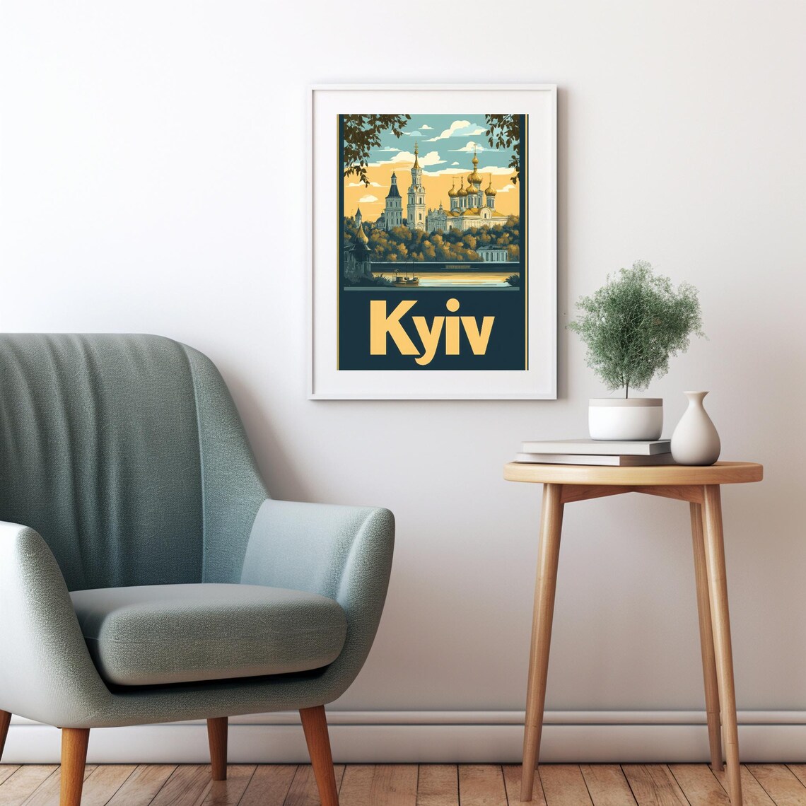 Kyiv Vintage Architecture, Serene River Reflection Art Print - Image 3